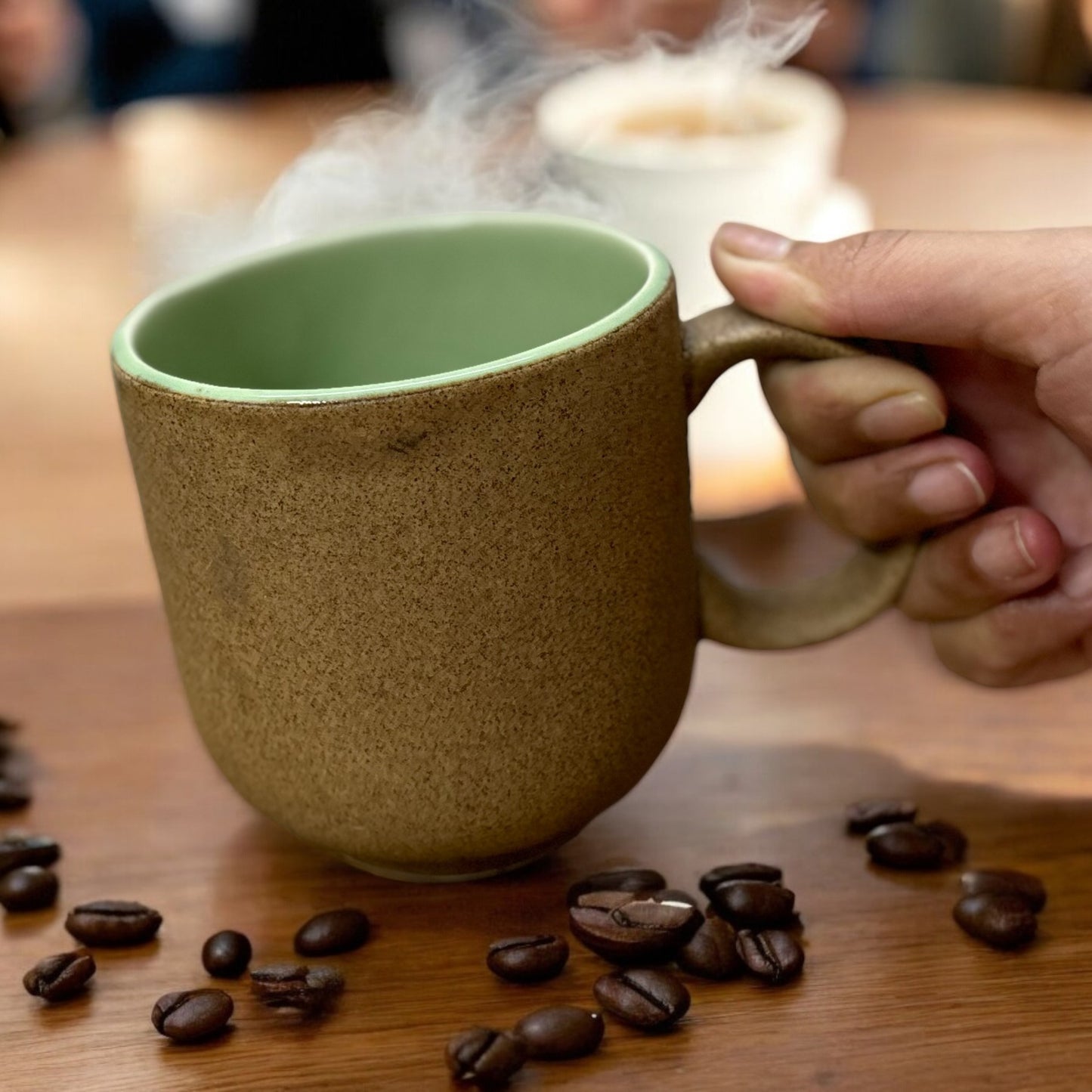 Brown and Green Coffee Mug