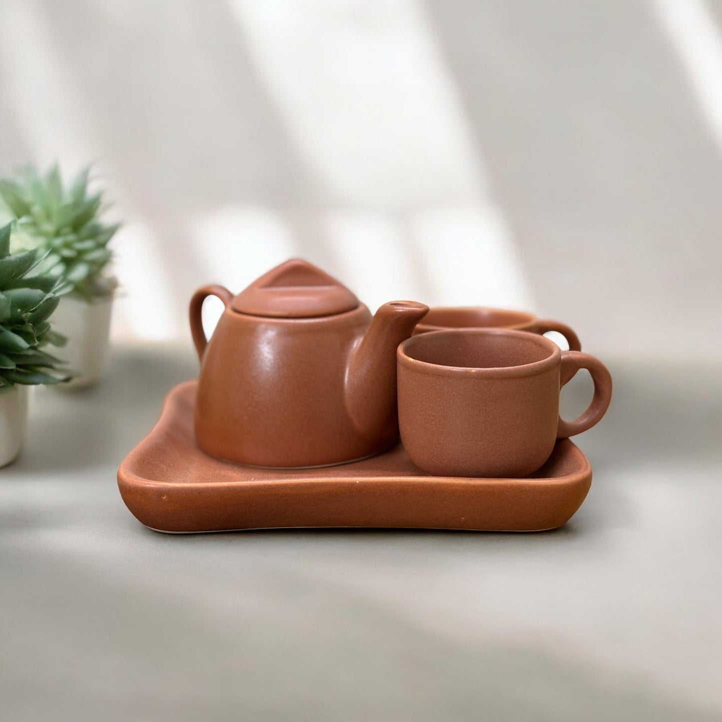 Cutting Chai Tea Set Brown