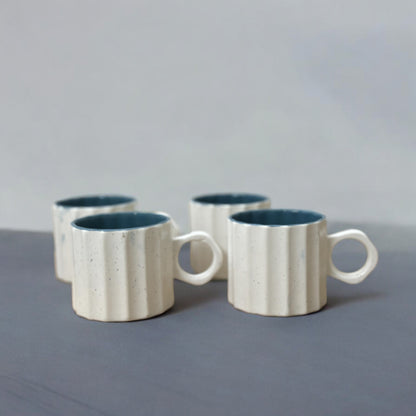 White and Blue Tea Cups Set of 6