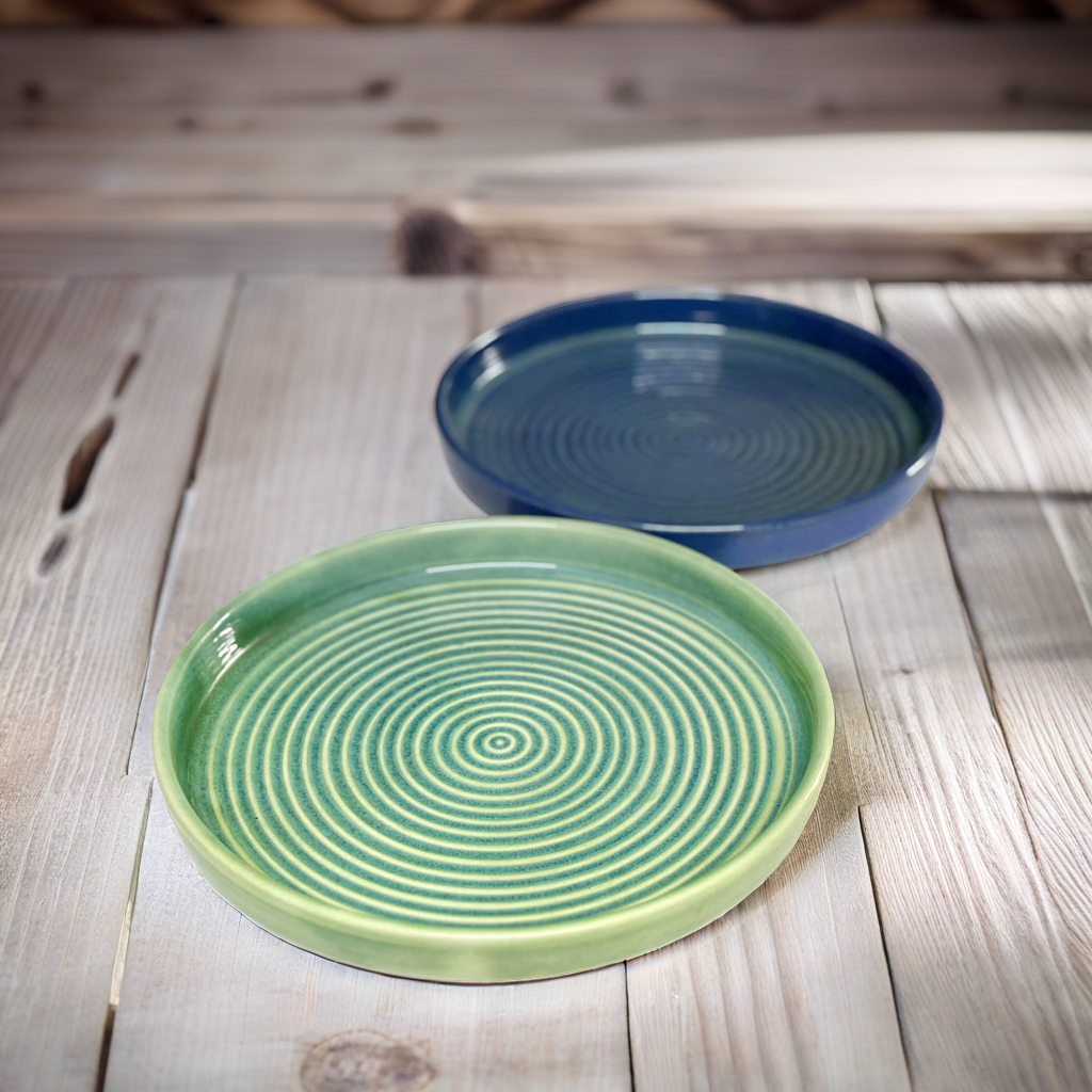 Artisanal Plates Set of 2 Blue & Green