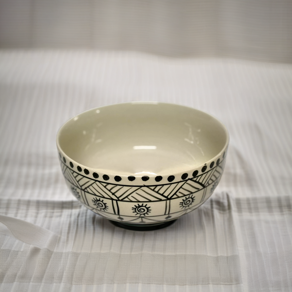 White Madhubani Bowl