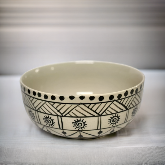 White Madhubani Bowl