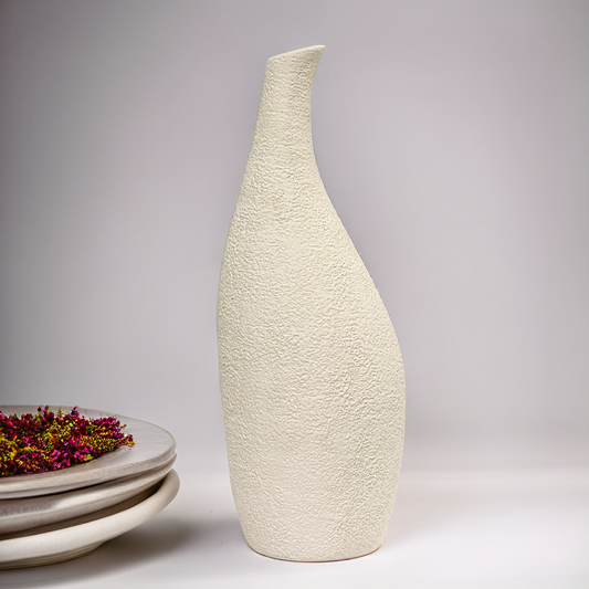 Elegant Stone White Textured Vase