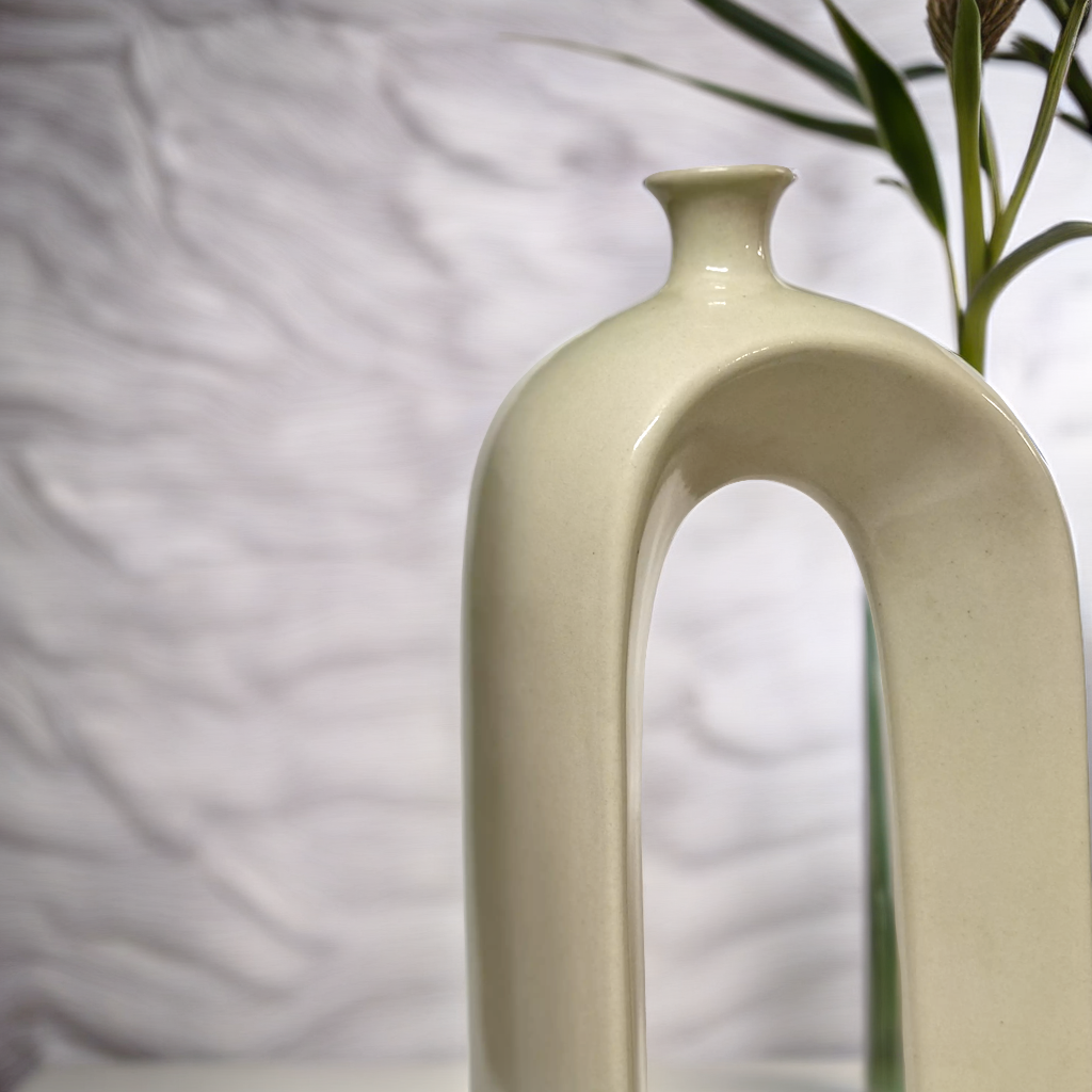 Ivory Loop White Donut Vase