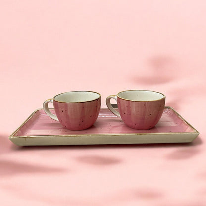 Rosy Glow Platter & Cup Set
