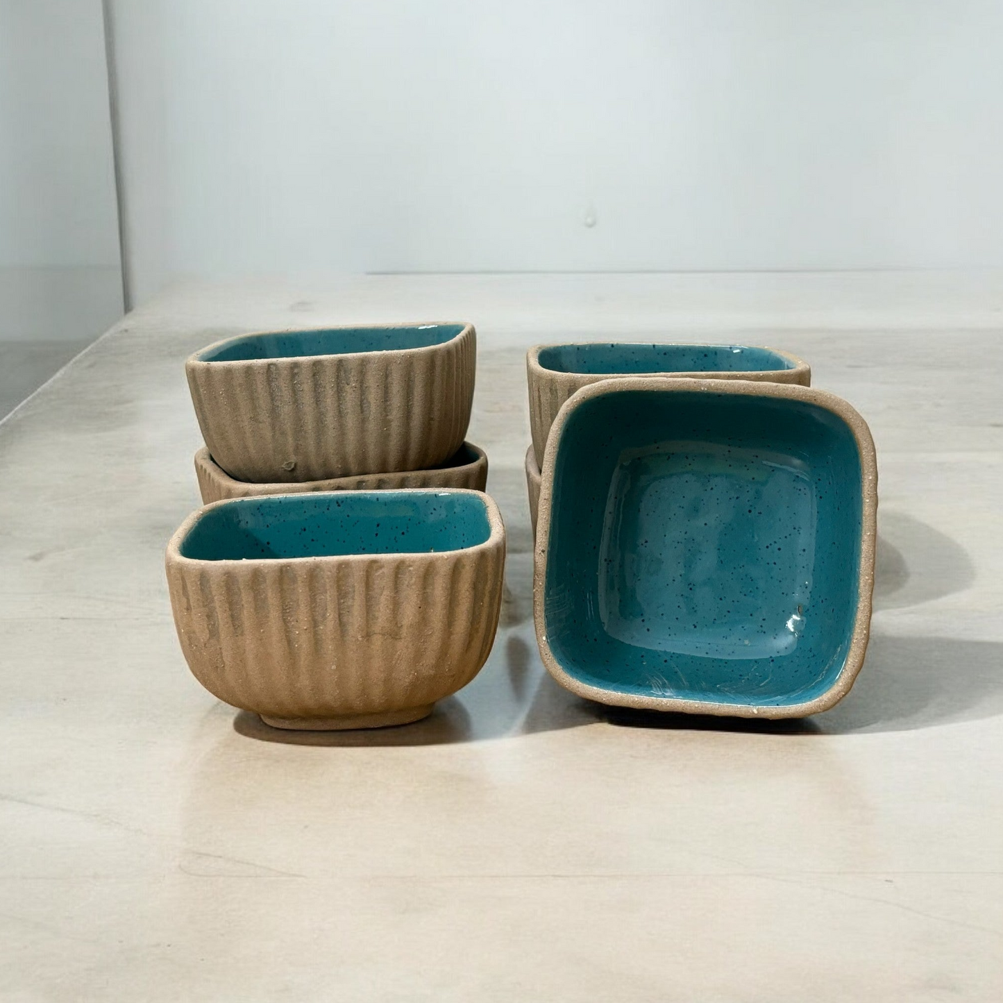 Blue Berry Waffle Dessert Bowls Set of 6